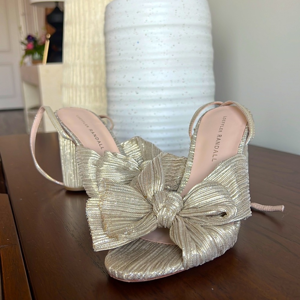 Loeffler Randall Camellia Pleated Knot Sandal (Gold)